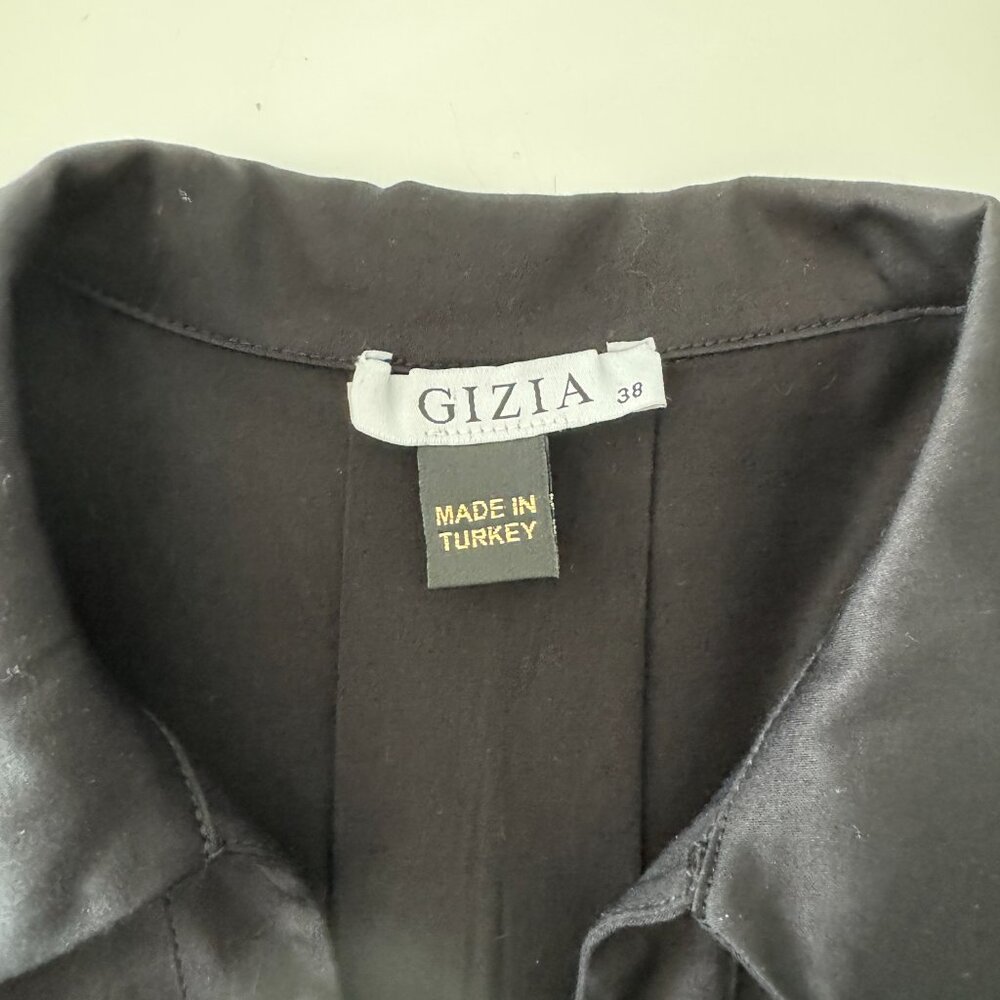 GIZIA Belted Embroidery Detailed Voluminous Sleeve Black Blouse, Size 38 - Picture 8 of 17
